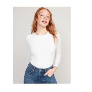 Long-Sleeve Jersey Bodysuit for Women old navy white Lillie’s. Worn once